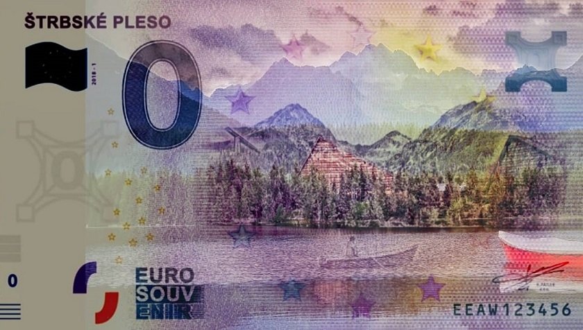 Koncept nulového eura, nulová eurobankovka, slovenské 0€