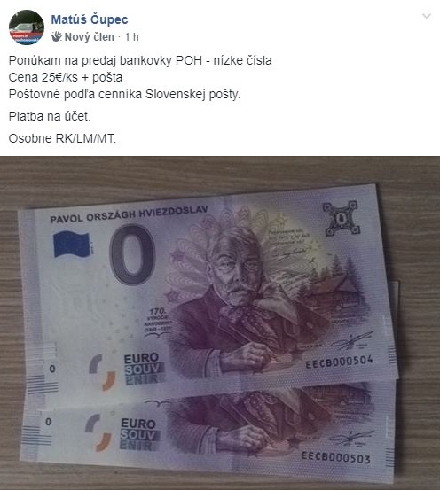 Zberateľstvo bankoviek = kšeft s nulovým eurom